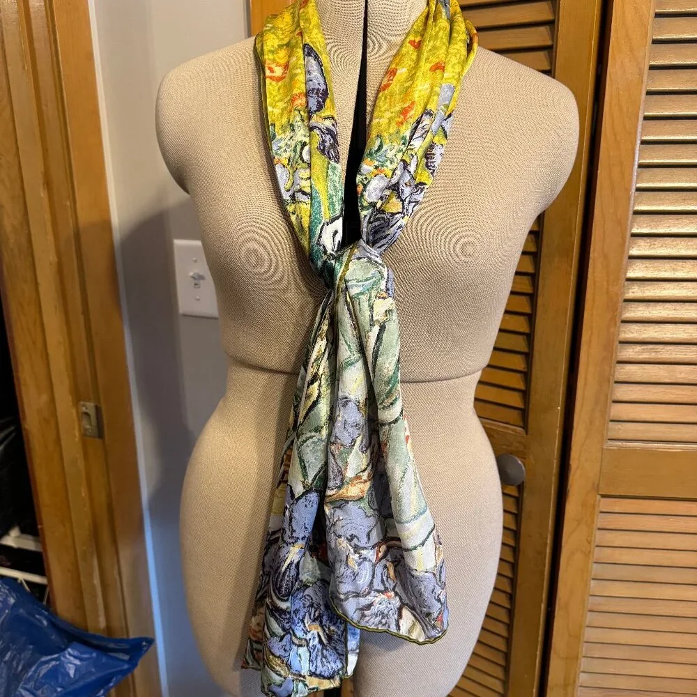 Van Gogh Irises 100% Silk Scarf - Picture 2 of 4